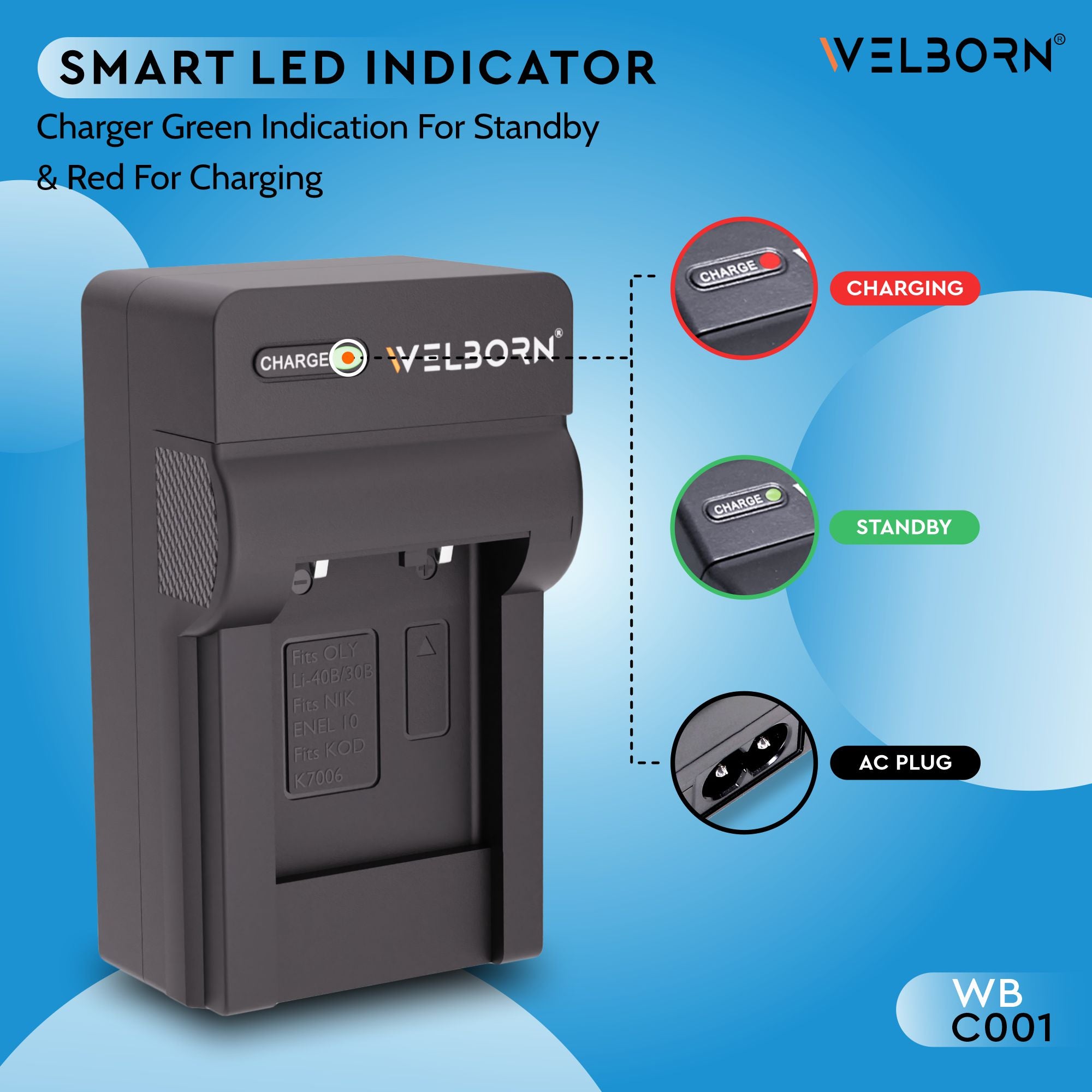 Welborn Camera Battery Charger for Camera Battery LI-40B/ 42B Compatible with Digital Cameras