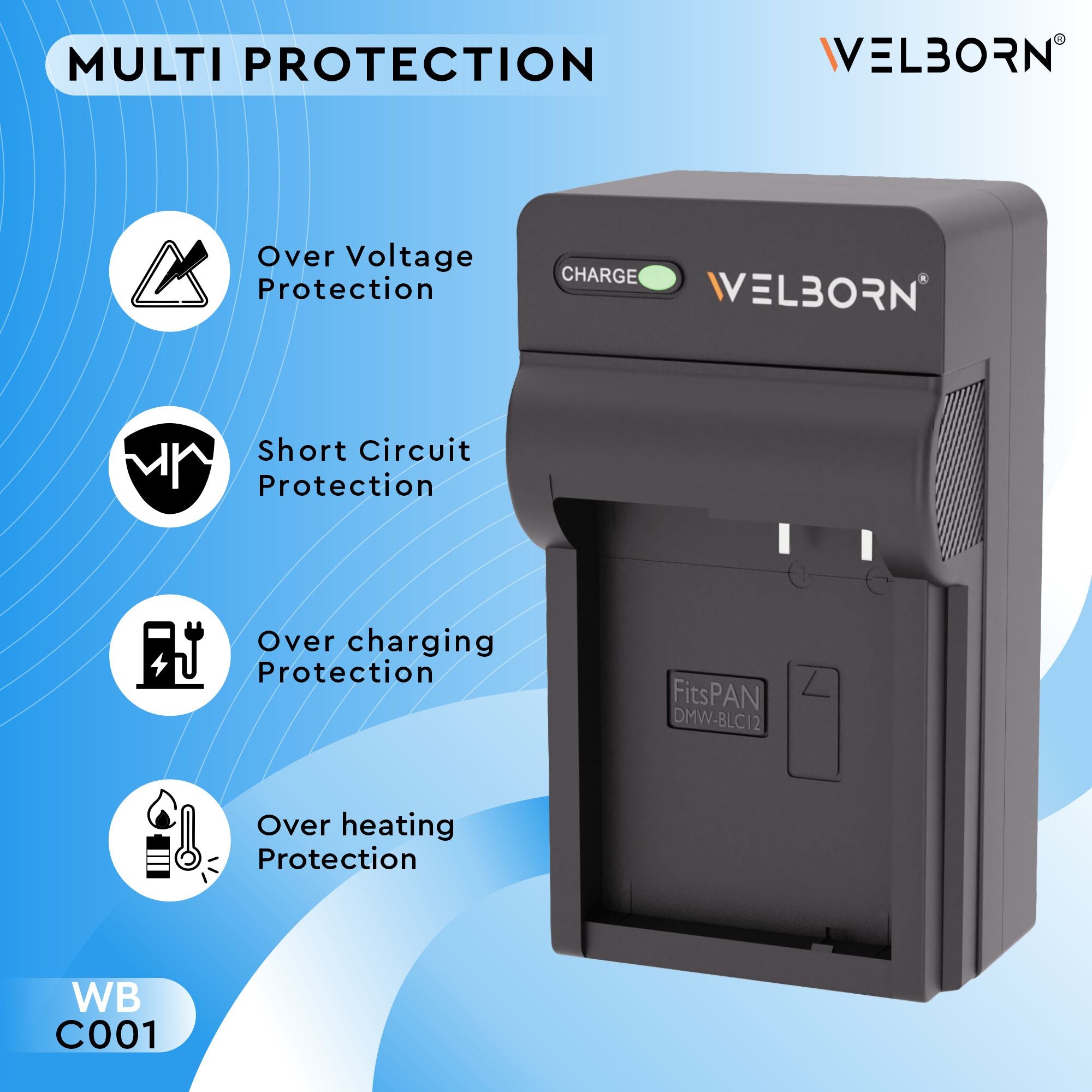 Welborn Camera Battery Charger for Panasonic BLC12 Battery Compatible with Lumix G7, G85, G95, GX8, FZ1000 Cameras