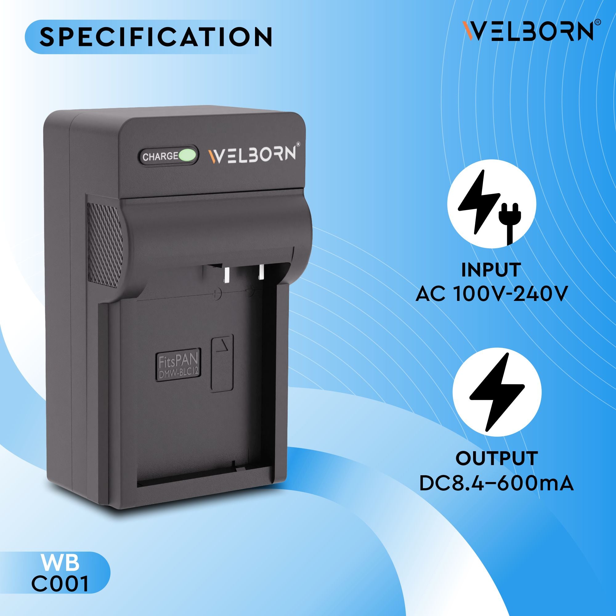 Welborn Camera Battery Charger for Panasonic BLC12 Battery Compatible with Lumix G7, G85, G95, GX8, FZ1000 Cameras