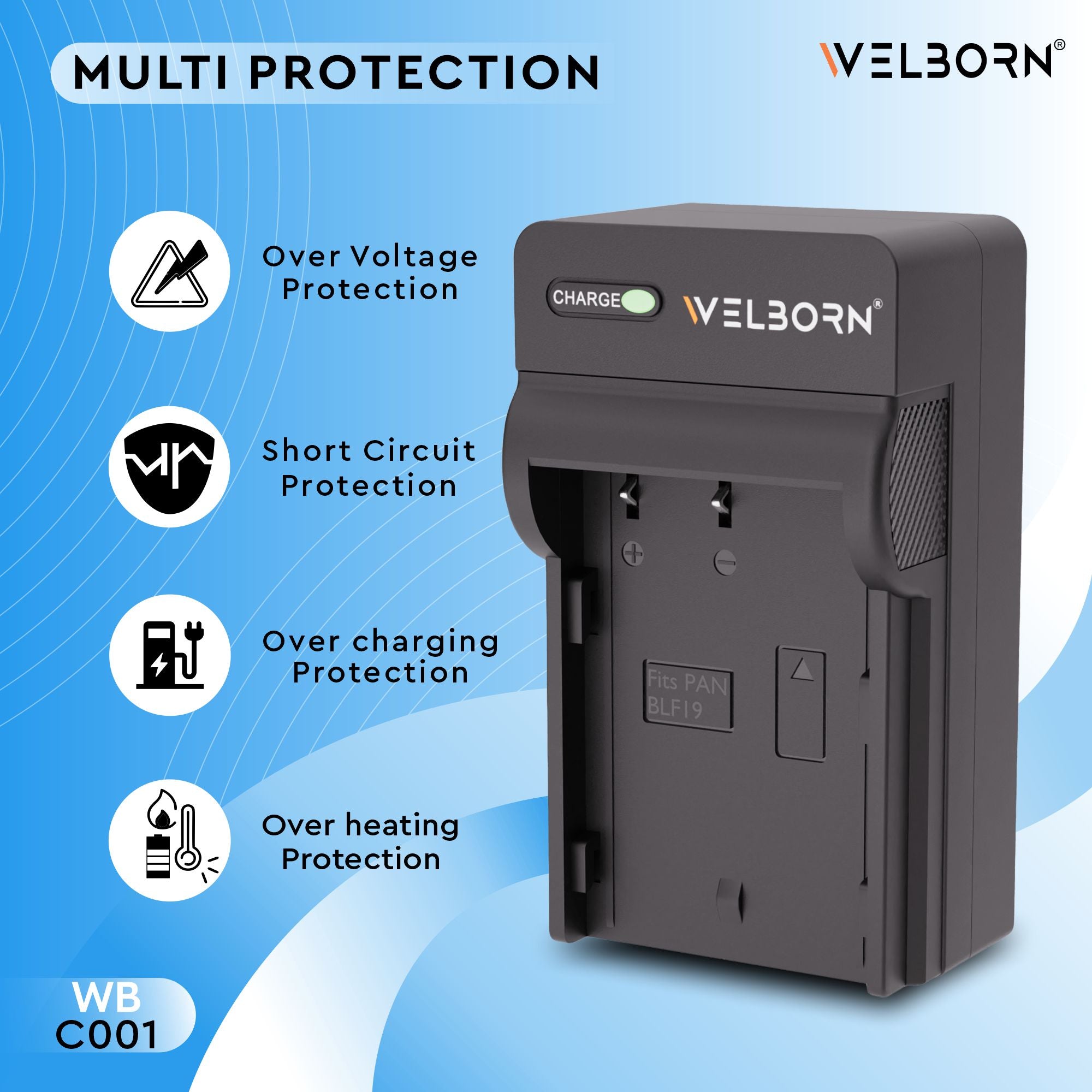Welborn High-Speed Charger for BLF19 Camera Battery | Safe & Compact Design