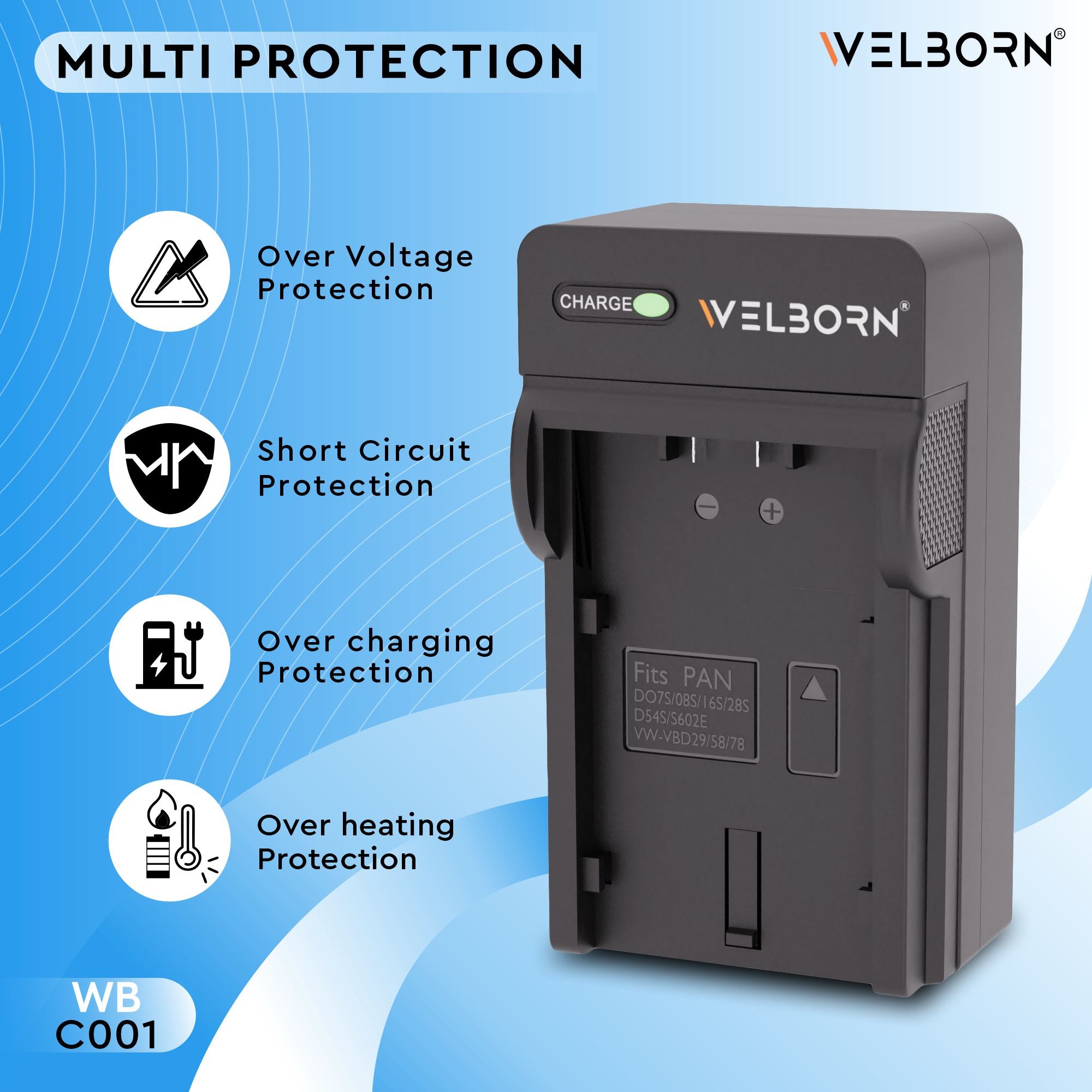 Welborn Camera Battery Charger for D54 Battery Compatible with Panasonic Digital Camera Batteries