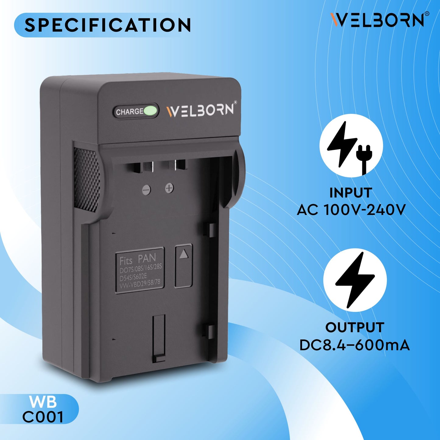 Welborn Camera Battery Charger for D54 Battery Compatible with Panasonic Digital Camera Batteries