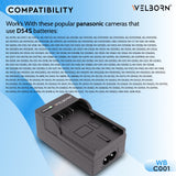 Welborn Camera Battery Charger for D54 Battery Compatible with Panasonic Digital Camera Batteries