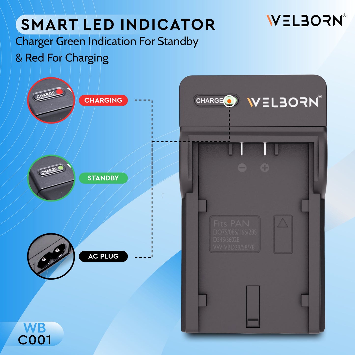 Welborn Fast Battery Charger for VBD58 | Professional Camcorder Charging Adapter