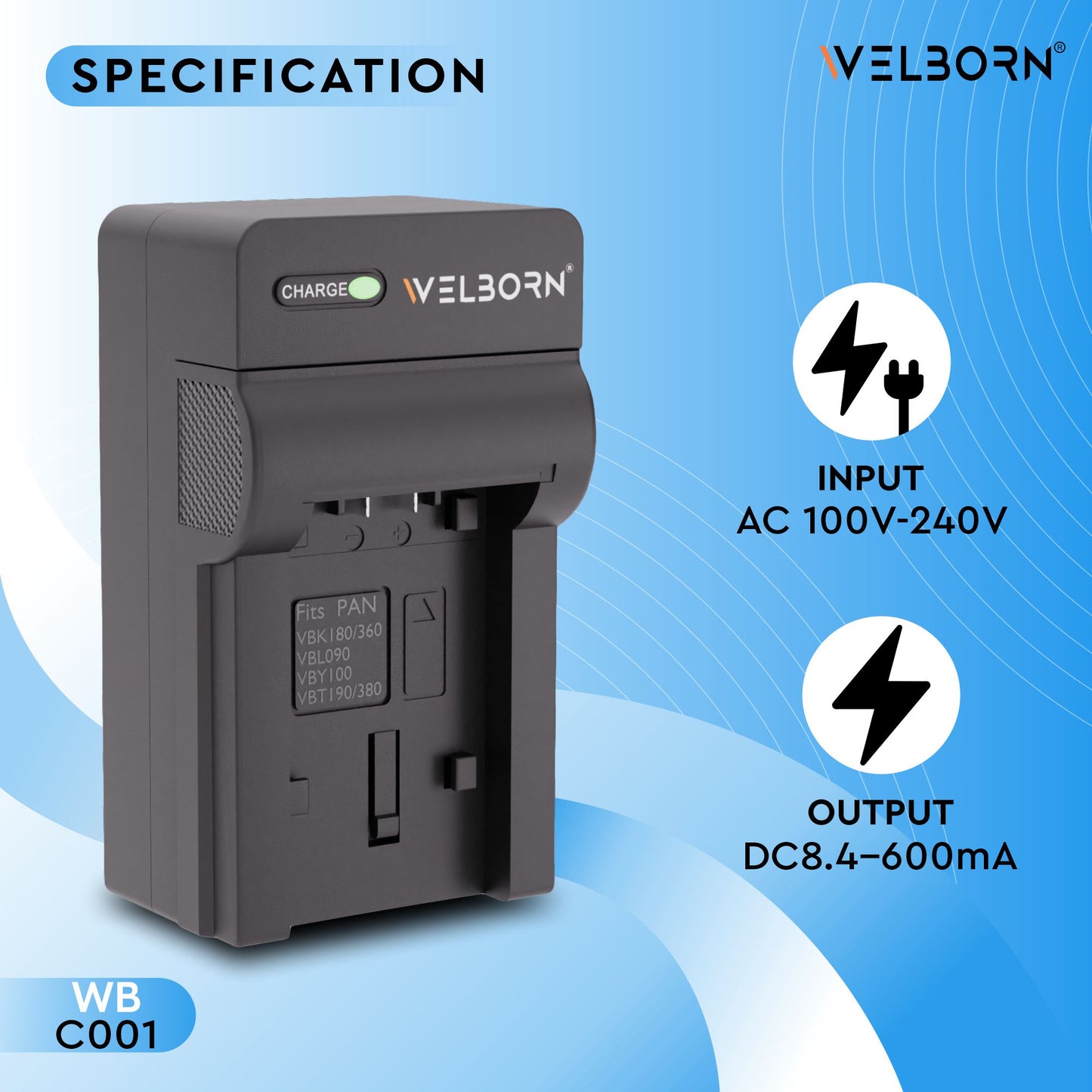 Welborn  Camera Battery Charger for Panasonic Camera Battery VW-VBK360 Compatible with Panasonic Camcorders