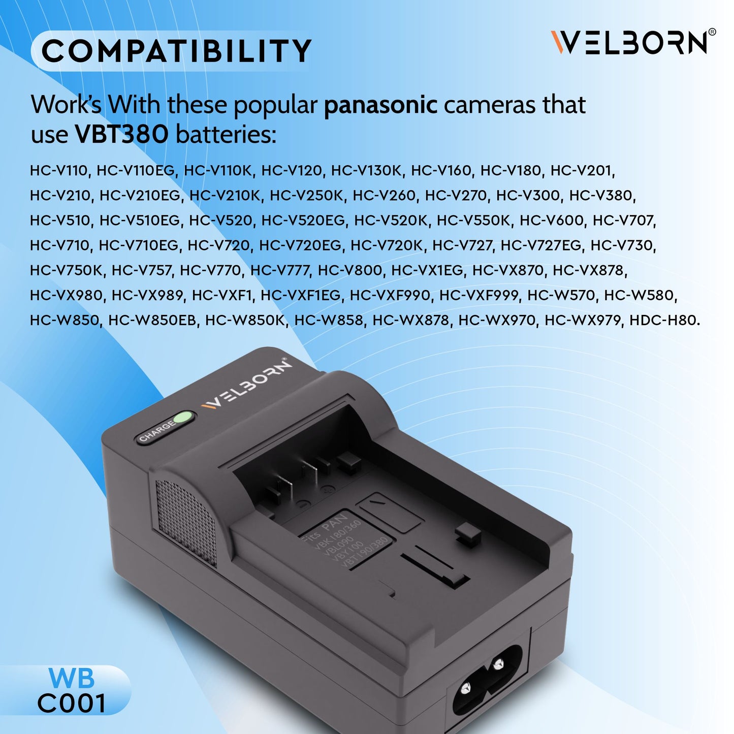 Welborn Fast Charging Adapter for VBT380 Battery | Reliable Camera Power Solution