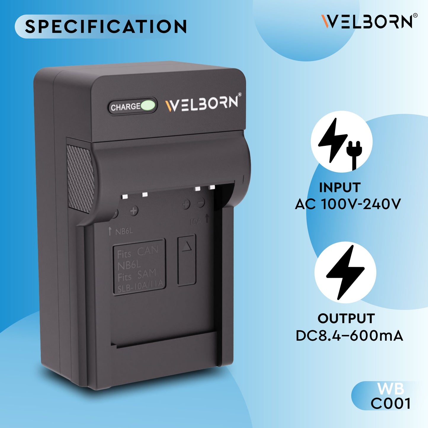 Welborn Camera Battery Charger for Samsung Camera Battery SLB-10A Compatible with Samsung Digital Cameras
