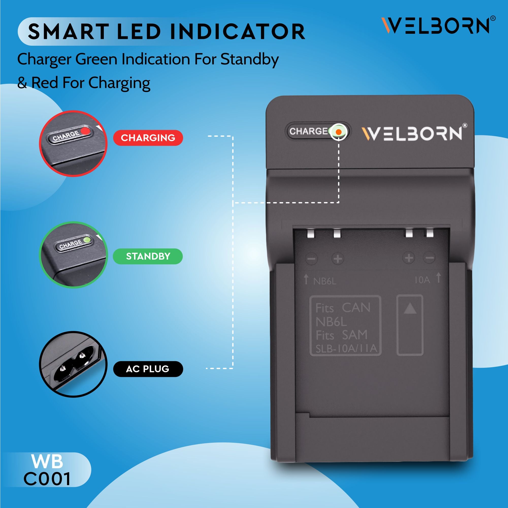 Welborn Camera Battery Charger for Samsung Camera Battery SLB-10A Compatible with Samsung Digital Cameras