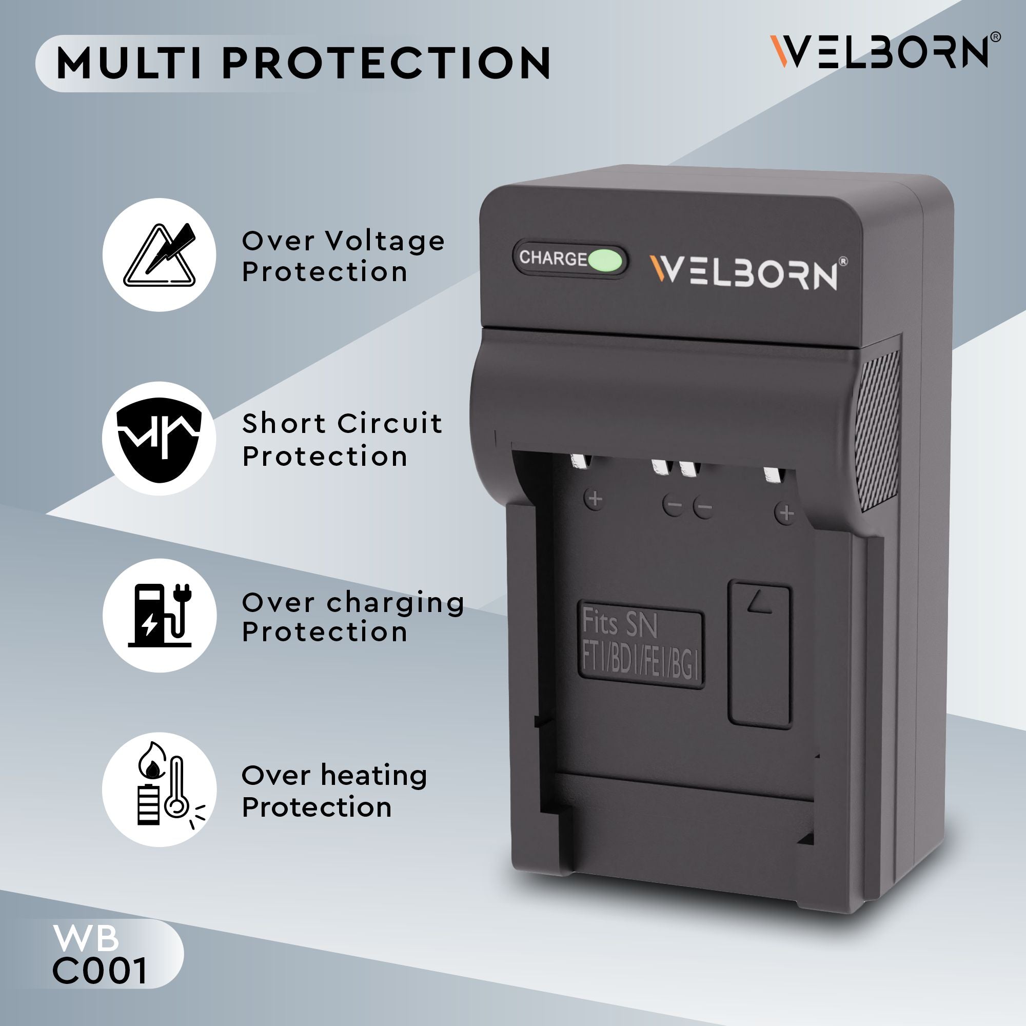 Welborn Camera Battery Charger for Sony NP-BG1 Battery Compatible with Sony Cyber-Shot DSC-H3 - H90, DSC-HX5-HX30, DSC-N1-N2, DSC-T20-T25, DSC-T100, DSC-W30-W300, DSC-WX1, DSC-T9, DSC-WX10, HDR-GW77