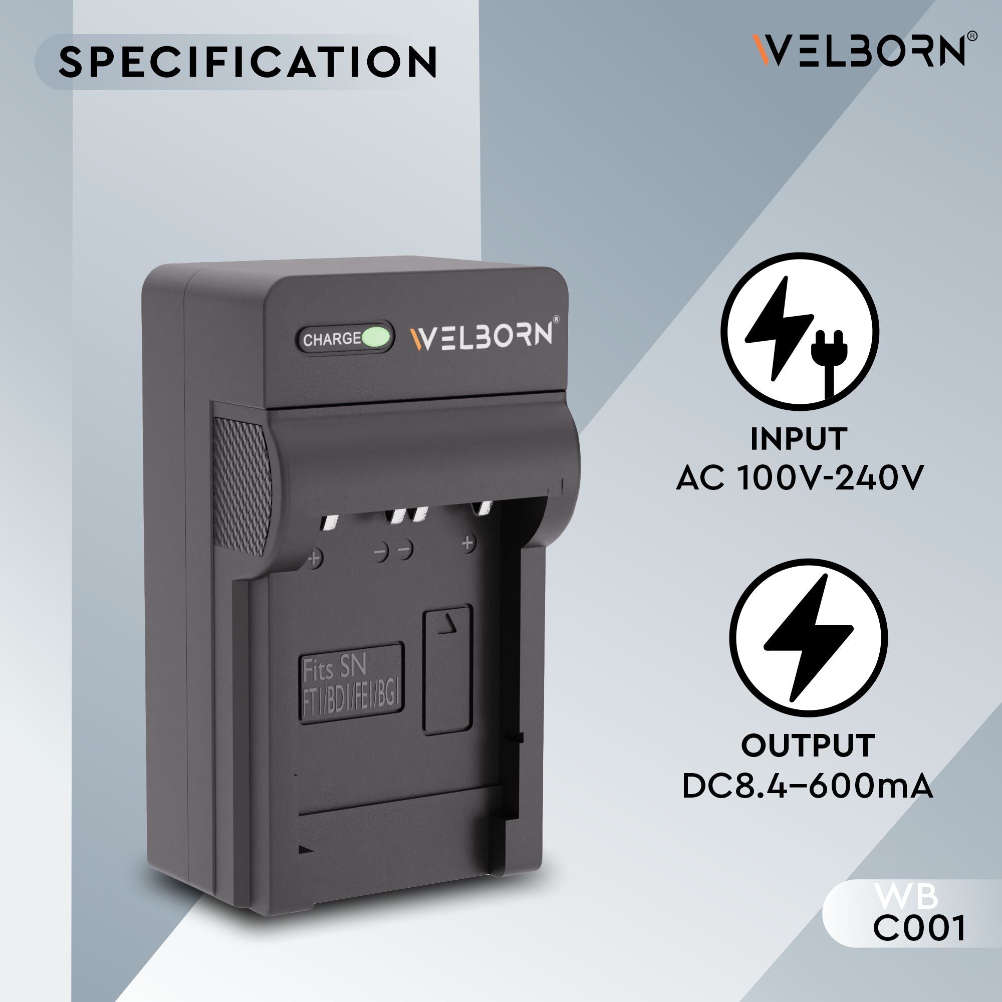 Welborn Camera Battery Charger for Sony NP-BG1 Battery Compatible with Sony Cyber-Shot DSC-H3 - H90, DSC-HX5-HX30, DSC-N1-N2, DSC-T20-T25, DSC-T100, DSC-W30-W300, DSC-WX1, DSC-T9, DSC-WX10, HDR-GW77