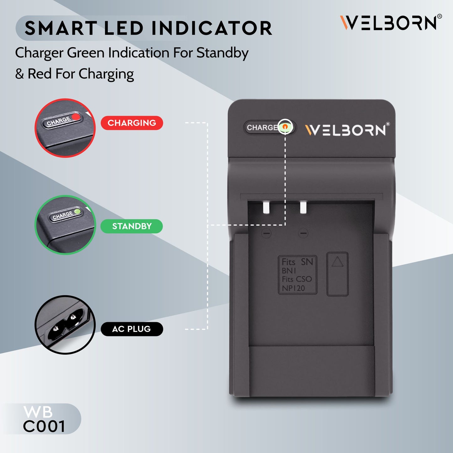WELBORN Camera Battery Charger for Sony NP-BN1 Battery