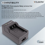Welborn Camera Battery Fast Charger for NP-BX1/M8, DSC-HX80, HX90V, HX95, HX99, HX350, RX1, RX1R II, RX100 Camera Battery Charger