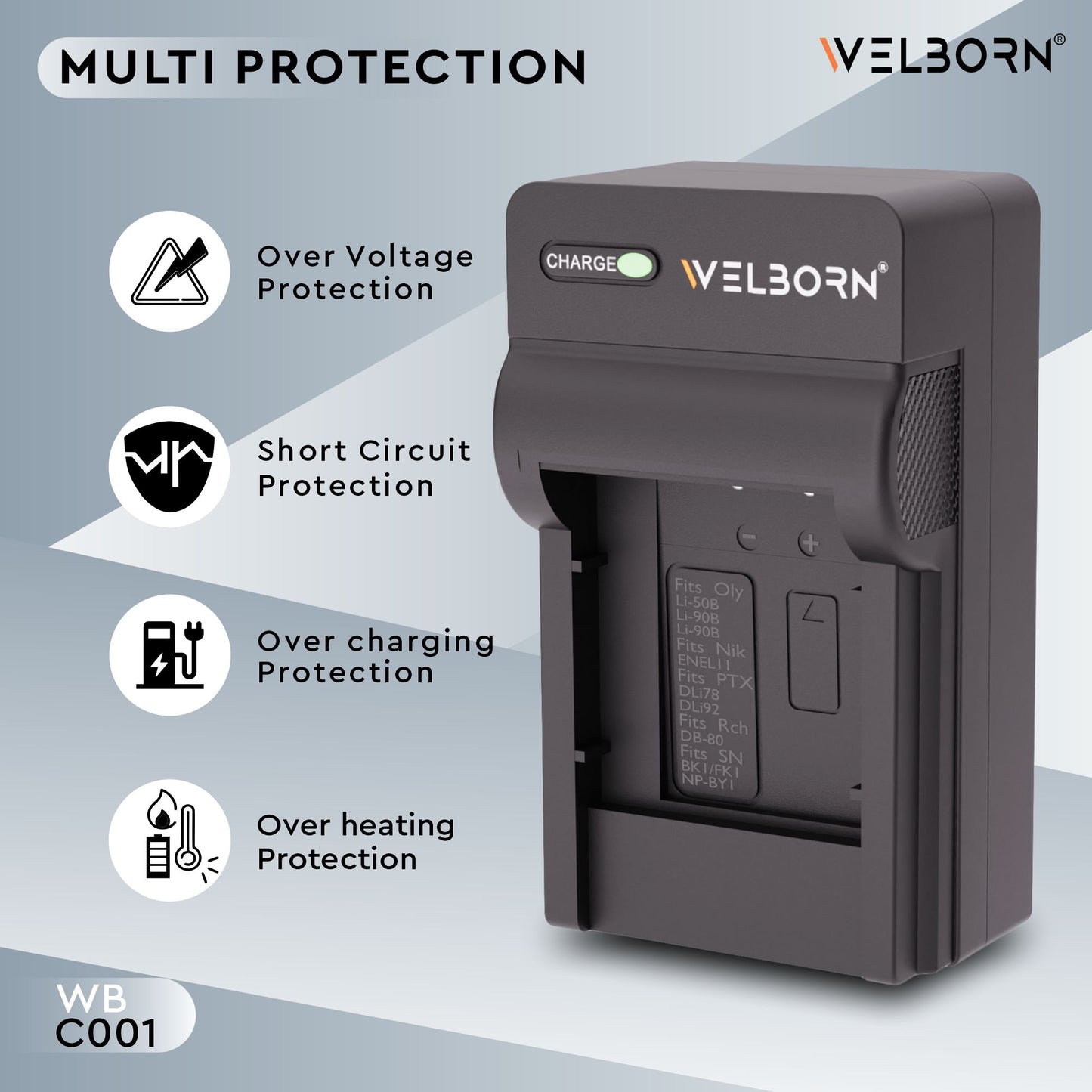 WELBORN Camera Battery Charger for Sony NP-BY1 Battery Compatible with Sony Action Cameras | Fast Charging & Compact Power Adapter