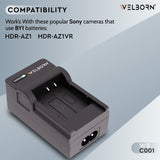 WELBORN Camera Battery Charger for Sony NP-BY1 Battery Compatible with Sony Action Cameras | Fast Charging & Compact Power Adapter