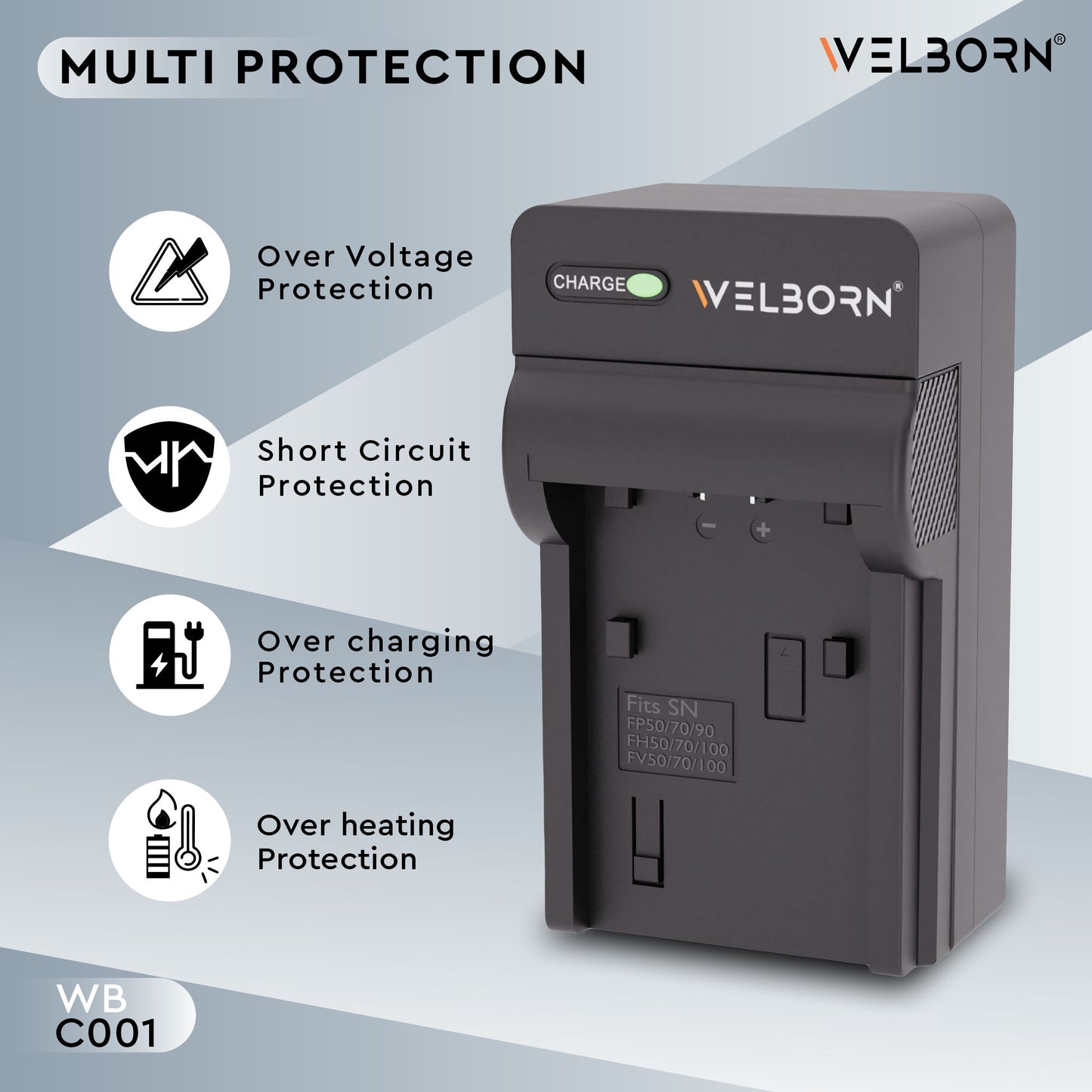 WELBORN CAMERA BATTERY CHARGER for Sony NP-FV100 Battery Comaptiable With Sony DCR-SR15,SR21 DCR-SR68 DCR-SR88 DCR-SX15 DCR-SX21 DCR-SX44 DCR-SX45 DCR-SX63 DCR-SX65 DCR-SX83 DCR-SX85 FDR-AX33 FDR-AX53