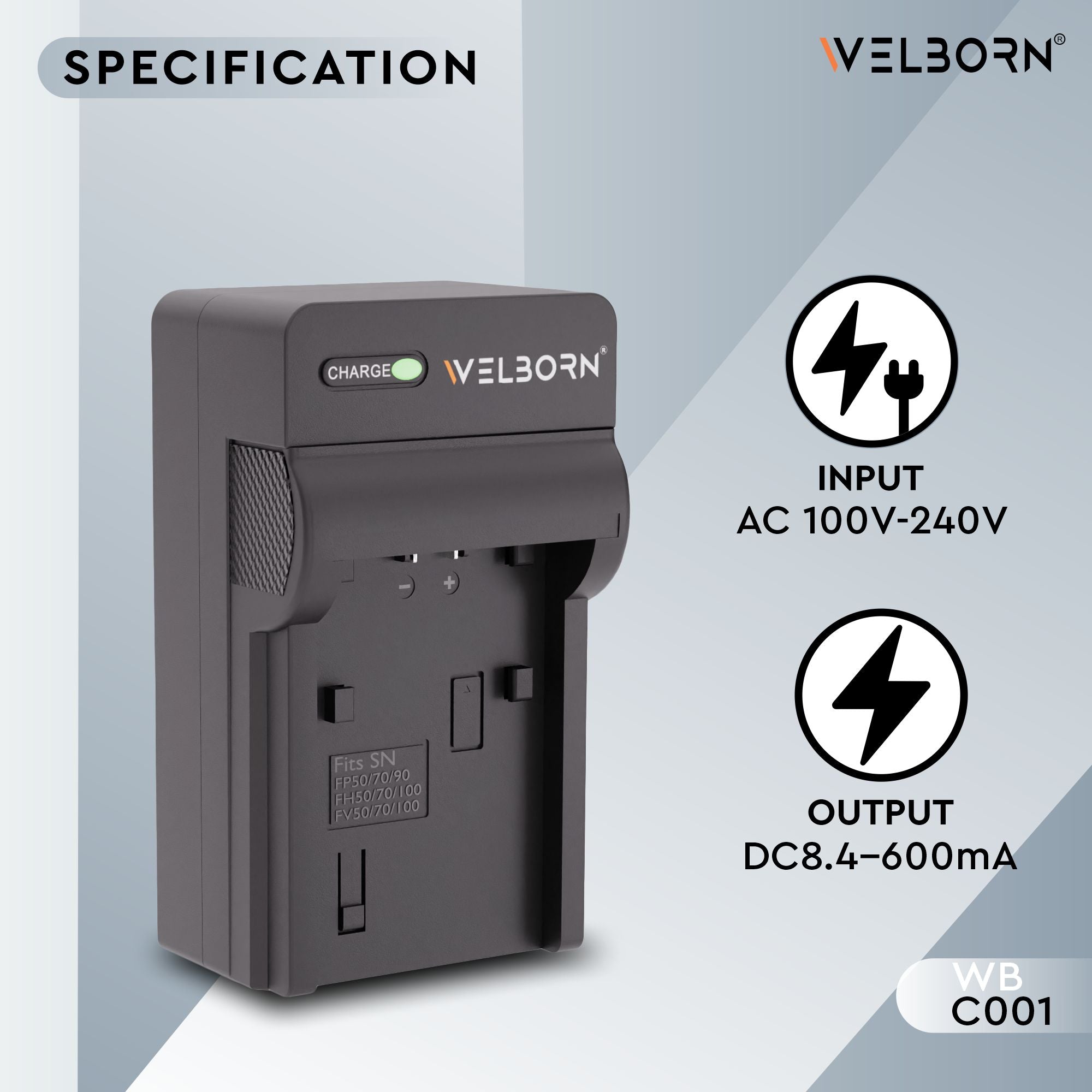 WELBORN CAMERA BATTERY CHARGER for Sony NP-FV100 Battery Comaptiable With Sony DCR-SR15,SR21 DCR-SR68 DCR-SR88 DCR-SX15 DCR-SX21 DCR-SX44 DCR-SX45 DCR-SX63 DCR-SX65 DCR-SX83 DCR-SX85 FDR-AX33 FDR-AX53