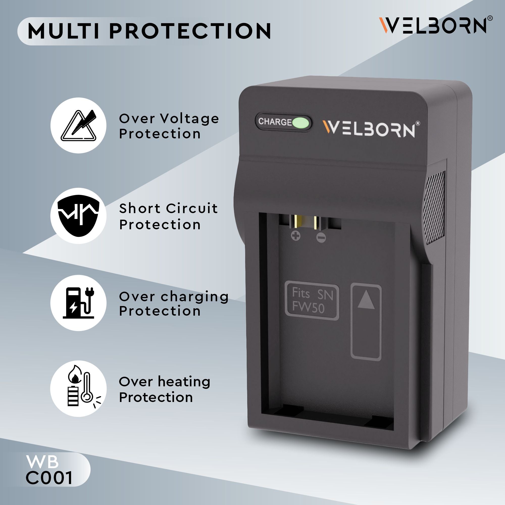 WELBORN Camera Battery Charger for Sony NP-FW50 Battery Comaptiable with A7/A7II/A7R A5100 NEX6 A6000 Cameras