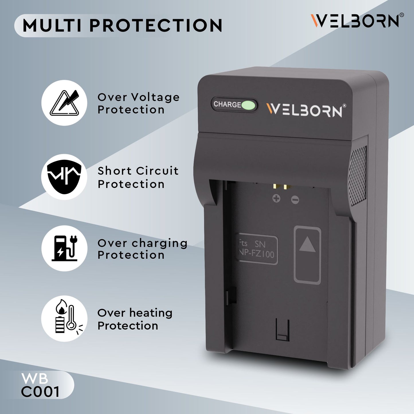 Welborn Camera Battery Charger for Sony Np-FZ100 Battery Compatible with Sony Alpha A1 A7 III A7 IV A7C A7C II A7C R A7R III A7R IV A7R V A7S III A9 A9 II A9 III A9R A9S A6600 A6700 FX3 FX30 ZV-E1
