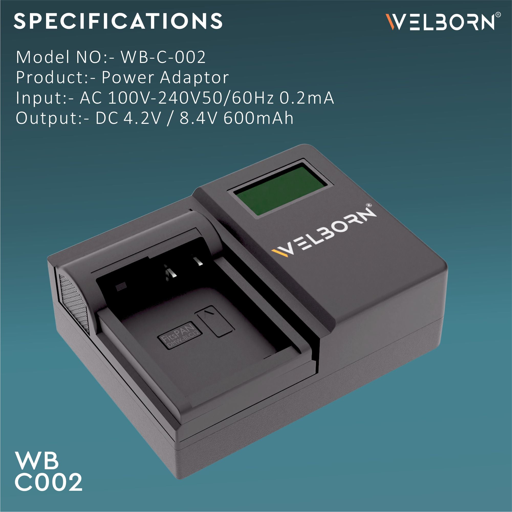 Welborn LCD Camera Battery Charger for Panasonic Camera Battery DMW-BLC12 Compatiable with Lumix G7 G95, DMC-GX8 GH2 G6 G7, DC-G95 G85 G95, DMC-GH2 G7 G5 G85 FZ200 FZ2500 FZ1000