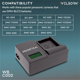 Welborn LCD Camera Battery Charger for Panasonic Camera Battery DMW-BLC12 Compatiable with Lumix G7 G95, DMC-GX8 GH2 G6 G7, DC-G95 G85 G95, DMC-GH2 G7 G5 G85 FZ200 FZ2500 FZ1000