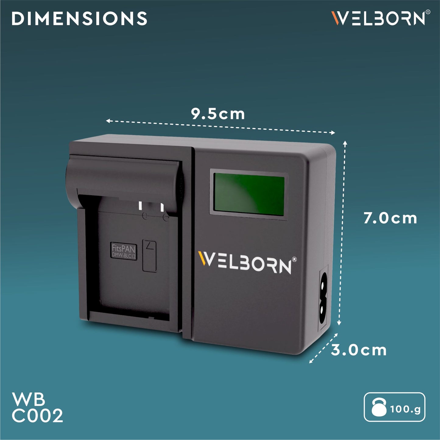 Welborn LCD Camera Battery Charger for Panasonic Camera Battery DMW-BLC12 Compatiable with Lumix G7 G95, DMC-GX8 GH2 G6 G7, DC-G95 G85 G95, DMC-GH2 G7 G5 G85 FZ200 FZ2500 FZ1000