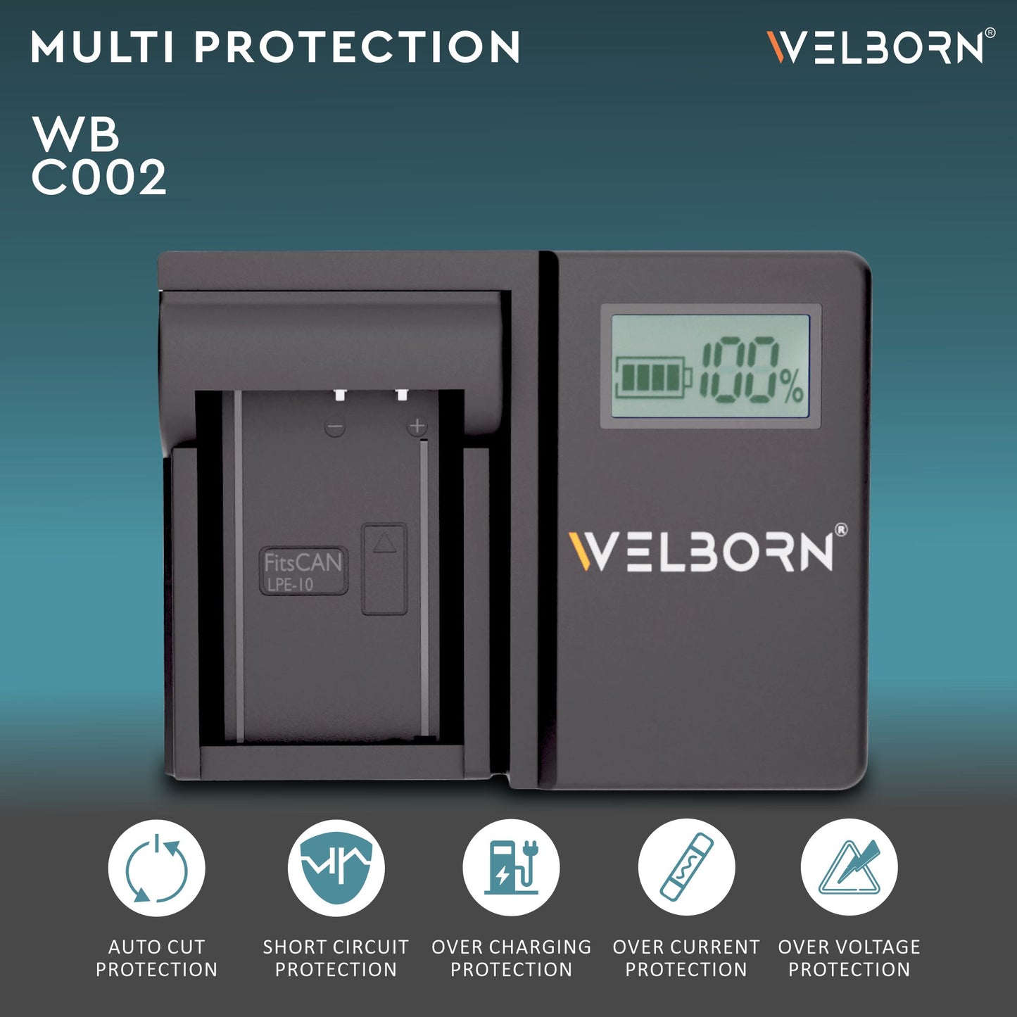 WELBORN LCD Camera Battery Charger for Canon Camera Battery LP-E10 Compatiable with Canon EOS Rebel T3, Rebel T5, Rebel T6, 1100D, 1200D, 1300D