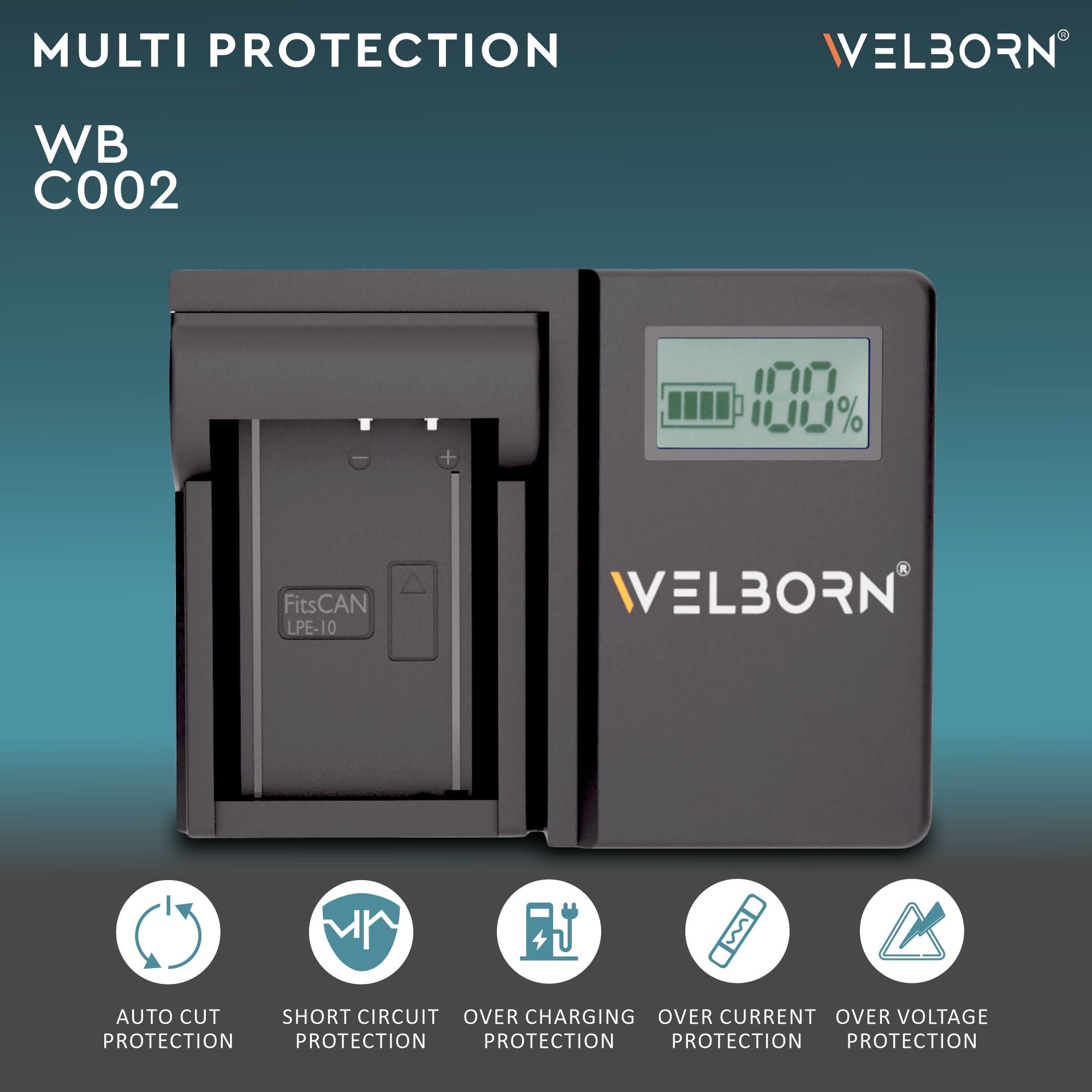 WELBORN LCD Camera Battery Charger for Canon Camera Battery LP-E10 Compatiable with Canon EOS Rebel T3, Rebel T5, Rebel T6, 1100D, 1200D, 1300D