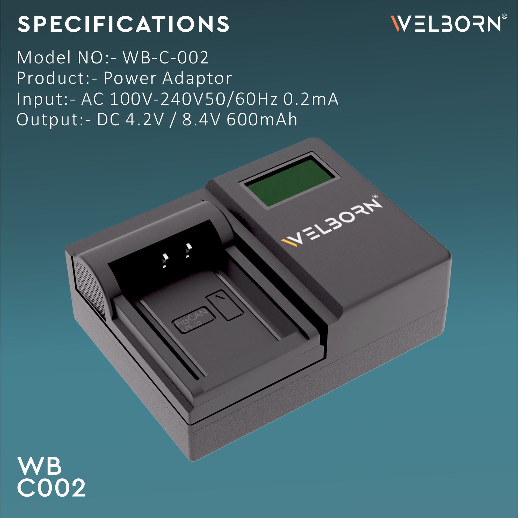 WELBORN LCD Camera Battery Charger for Canon Camera Battery LP-E10 Compatiable with Canon EOS Rebel T3, Rebel T5, Rebel T6, 1100D, 1200D, 1300D