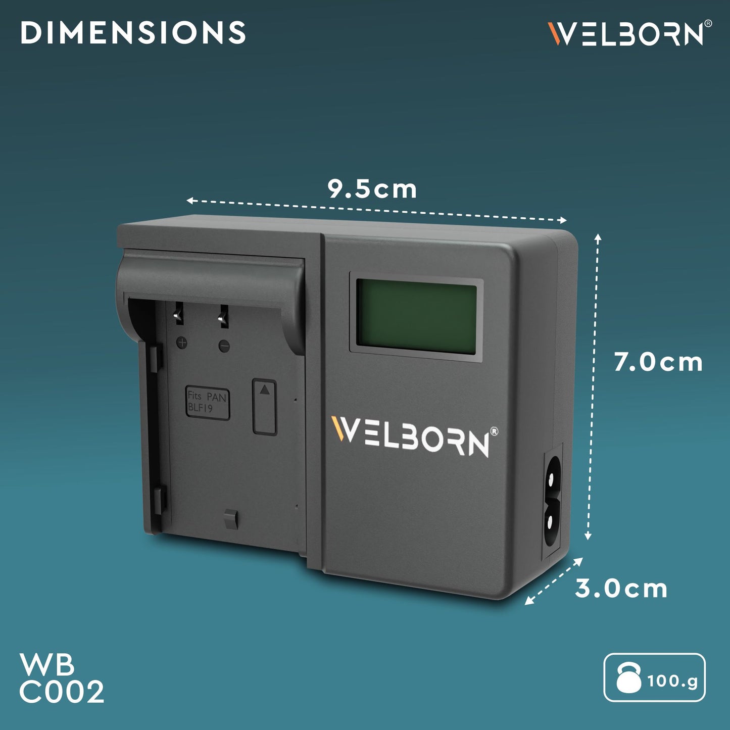 WELBORN LCD Camera Battery Charger for Panasonic Camera Battery BLF19 Compatible With Panasonic Lumix GH3, GH4, GH5, G9 Cameras