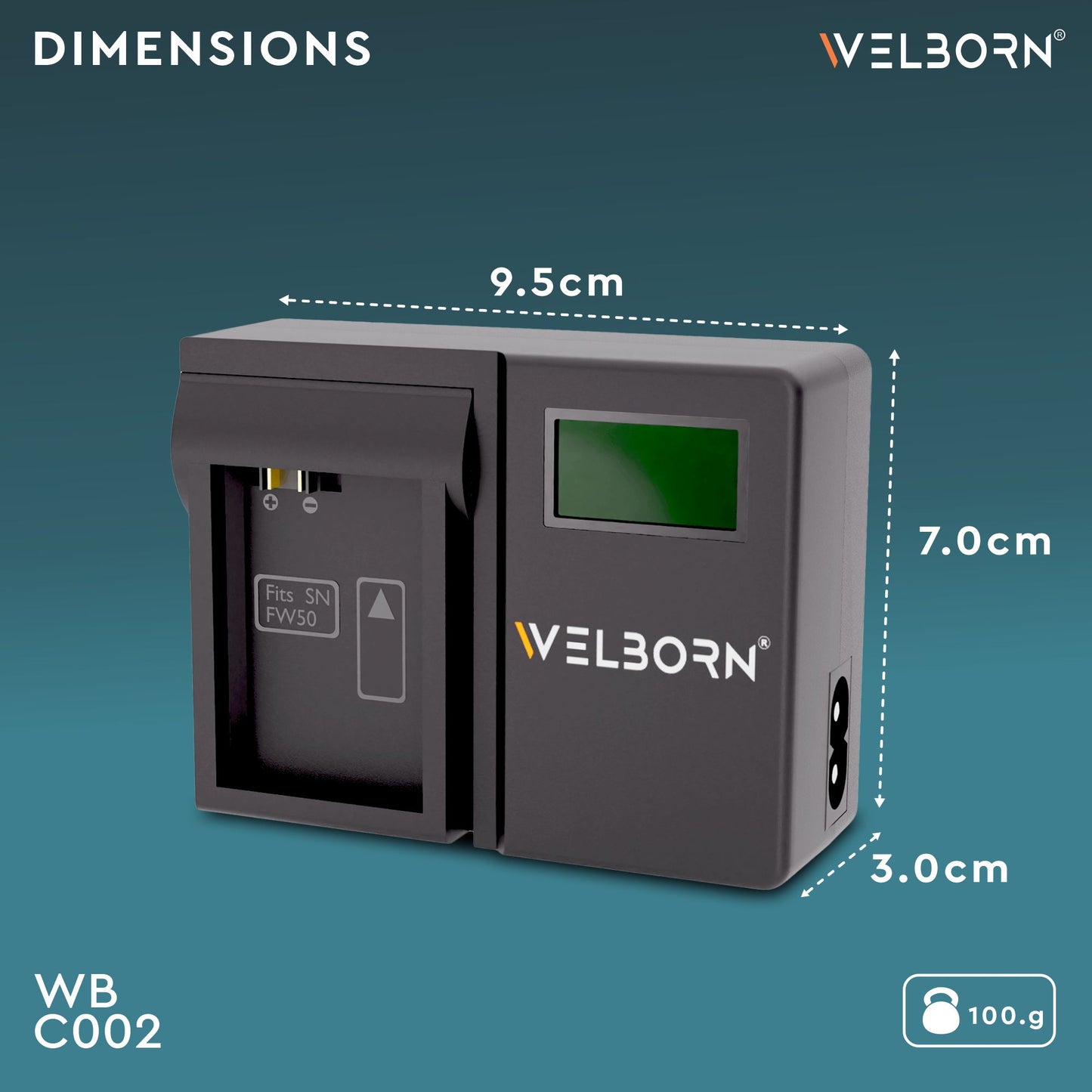 WELBORN LCD Camera Battery Charger for Sony Camera Battery NP-FW50 Compatiable With Sony Alpha A5000 to A6500 ZV-E10 A7RII to A7SII ZV-E10 A6300 A2572+ DSC-RX10 to RX10IV NEX-C3 to NEX7 SLT-A33 to A37
