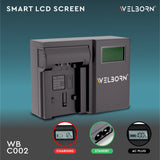 WELBORN LCD Camera Battery Charger for Panasonic Camera Battery VBT380 Compatible With Panasonic HC-V770, HC-V785, HC-W580 Camcorders