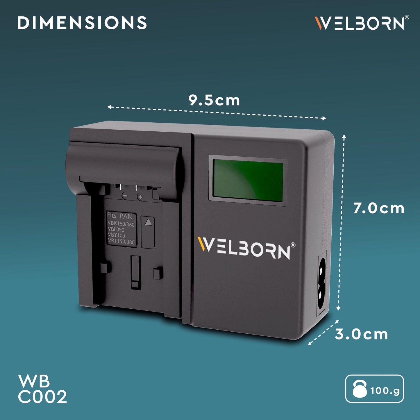 WELBORN LCD Camera Battery Charger for Panasonic Camera Battery VBT380 Compatible With Panasonic HC-V770, HC-V785, HC-W580 Camcorders