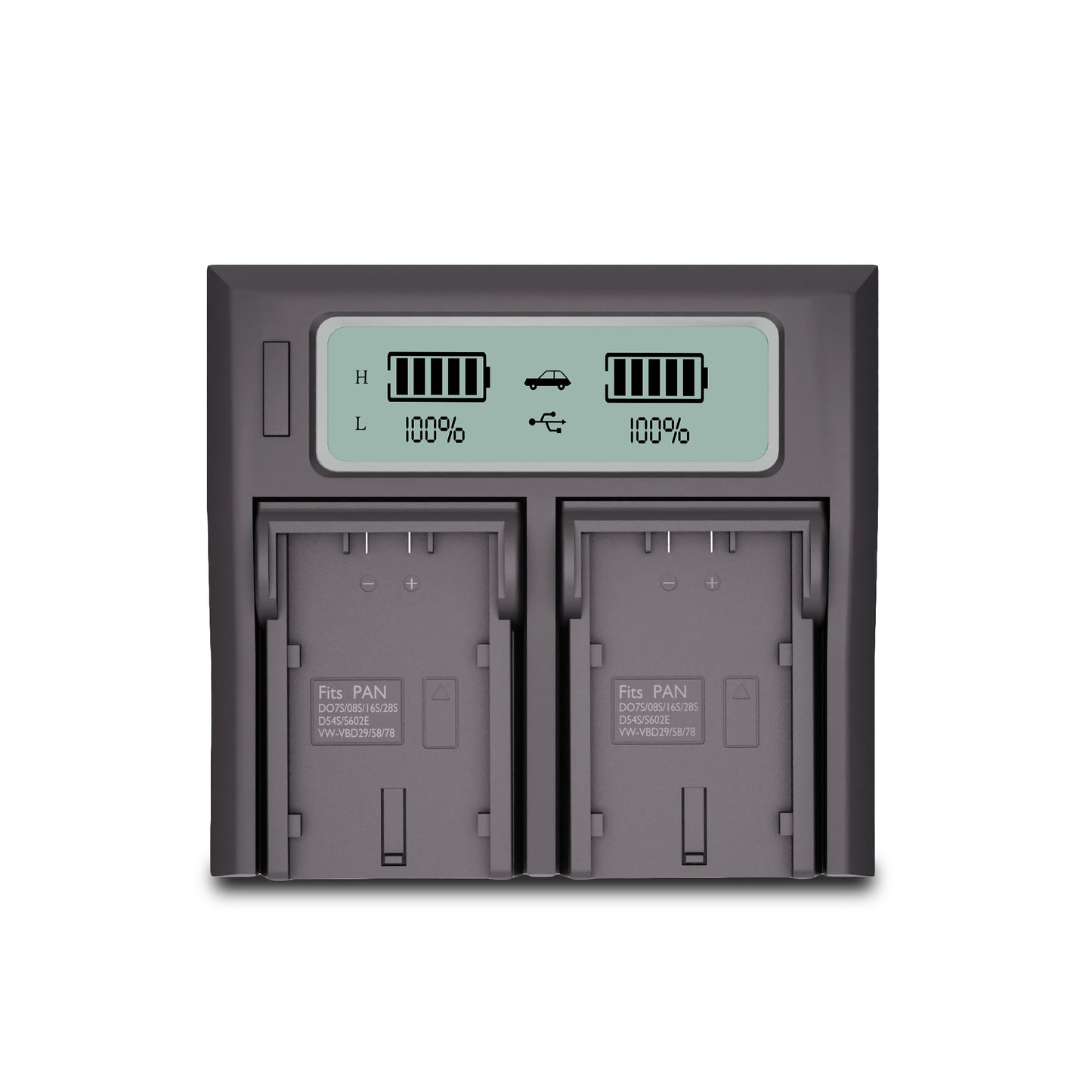 WELBORN Dual LCD Battery Charger for Panasonic CGA-D54S Batteries – Dual Slot Smart Charger with LCD Display, Fast & Safe Charging for Video Camera Batteries