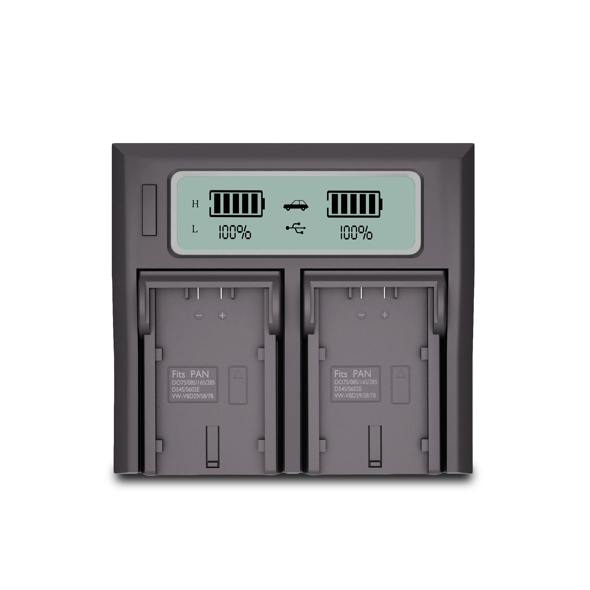 WELBORN Dual LCD Battery Charger for Panasonic CGA-D54S Batteries – Dual Slot Smart Charger with LCD Display, Fast & Safe Charging for Video Camera Batteries