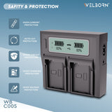 Welborn Dual LCD Camera Battery Charger for Nikon EN-EL15 Battery Compatible with Nikon D500, D600, D610, D750, D780, D800 to D810, D810A, D850, D7000 to D7500, 1 V1, Z5 to Z7 II