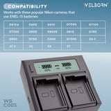 Welborn Dual LCD Camera Battery Charger for Nikon EN-EL15 Battery Compatible with Nikon D500, D600, D610, D750, D780, D800 to D810, D810A, D850, D7000 to D7500, 1 V1, Z5 to Z7 II