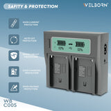 Welborn Dual LCD Charger for NP-F980 Batteries Compatible with Sony PD150, 150P, 170, 170P, TR1, 200-940, V119 -V25, TRV3000 -TRV5718, 9E - 67E