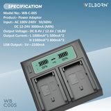 Welborn Dual LCD Charger for NP-F980 Batteries Compatible with Sony PD150, 150P, 170, 170P, TR1, 200-940, V119 -V25, TRV3000 -TRV5718, 9E - 67E