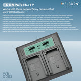 Welborn Dual LCD Charger for NP-F980 Batteries Compatible with Sony PD150, 150P, 170, 170P, TR1, 200-940, V119 -V25, TRV3000 -TRV5718, 9E - 67E