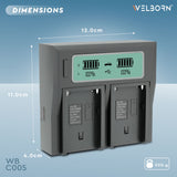 Welborn Dual LCD Charger for NP-F980 Batteries Compatible with Sony PD150, 150P, 170, 170P, TR1, 200-940, V119 -V25, TRV3000 -TRV5718, 9E - 67E