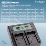 Welborn Dual LCD Camera Battery Charger for Sony NP-FV100 Battery Comaptiable with Sony DCR-SR15 to SR21 DCR-SR68 DCR-SR88 DCR-SX15 to DCR-SX85 FDR-AX33 FDR-AX53