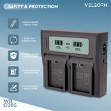 Welborn Dual LCD Camera Battery Charger for NP-FW50 Battery Compatible with A7/A7II/A7R A5100 NEX6 A6000 Cameras