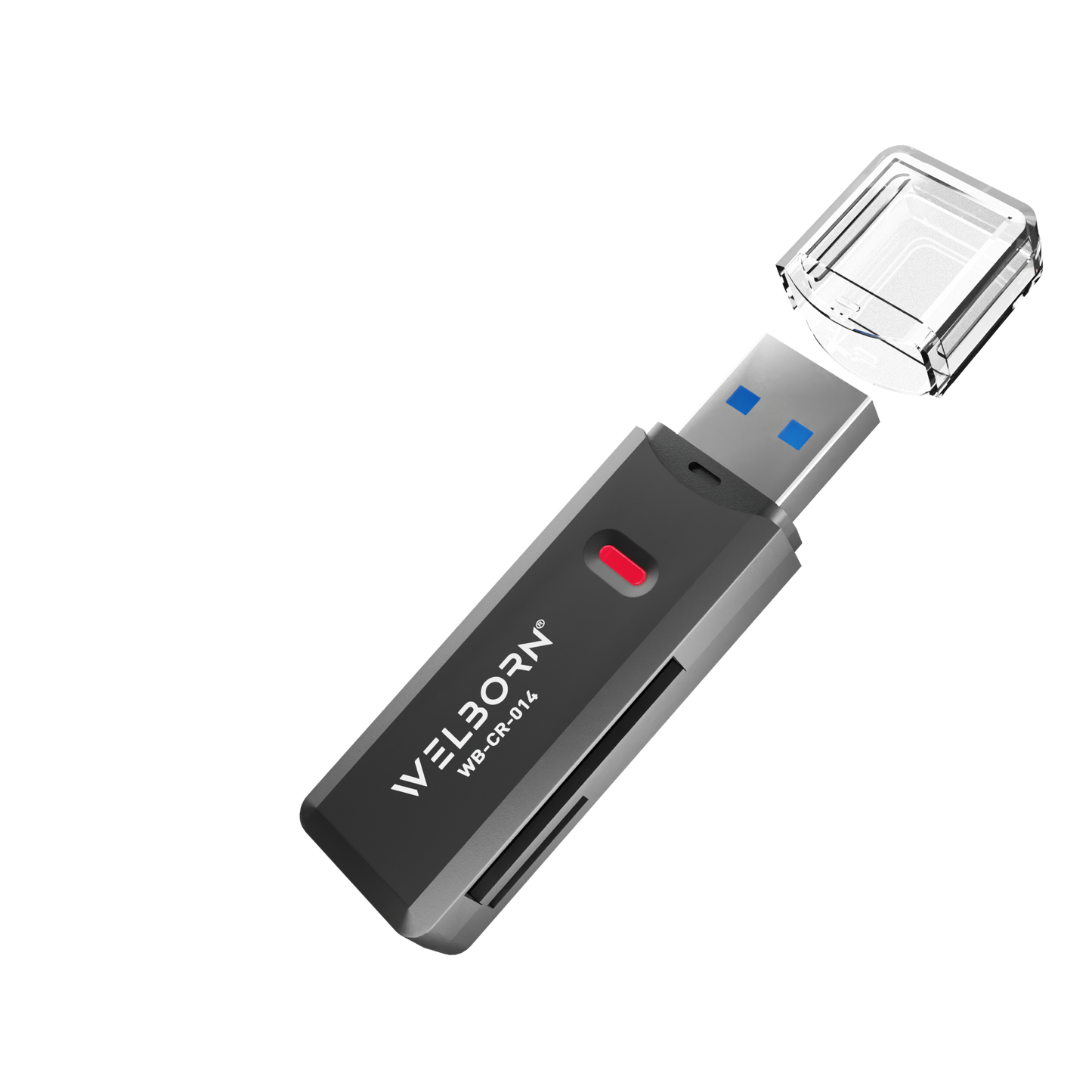Welborn WB-CR-014 Multi Memory Card Reader | High-Speed USB Card Reader for SD, Micro SD & Camera Memory Cards | Plug & Play Data Transfer Adapter