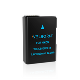 Welborn 3000 mAh (ENEL14 Platinum) Secondary Rechargeable Li-ion Battery for Nikon Digital Camera for Nikon D3100, D3200, D3300, D3400, D3500, D5100, D5200, D5300, D5500, D5600, DF DSLR & More