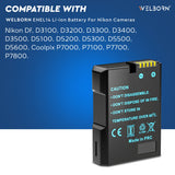 Welborn 3000 mAh (ENEL14 Platinum) Secondary Rechargeable Li-ion Battery for Nikon Digital Camera for Nikon D3100, D3200, D3300, D3400, D3500, D5100, D5200, D5300, D5500, D5600, DF DSLR & More