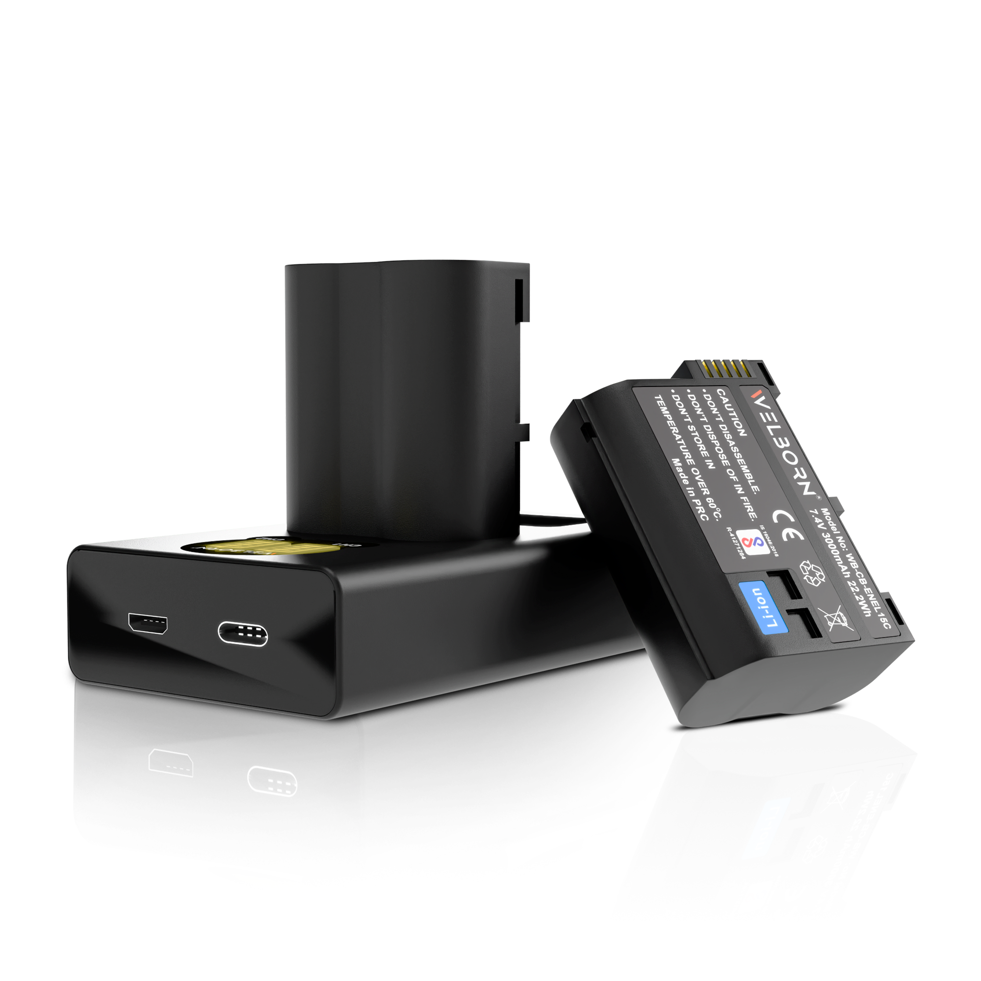 WELBORN EN-EL15 Dual Battery Charger Combo for Nikon Digital Camera D7000, D7100, D7200, D850, D750, D810, D500