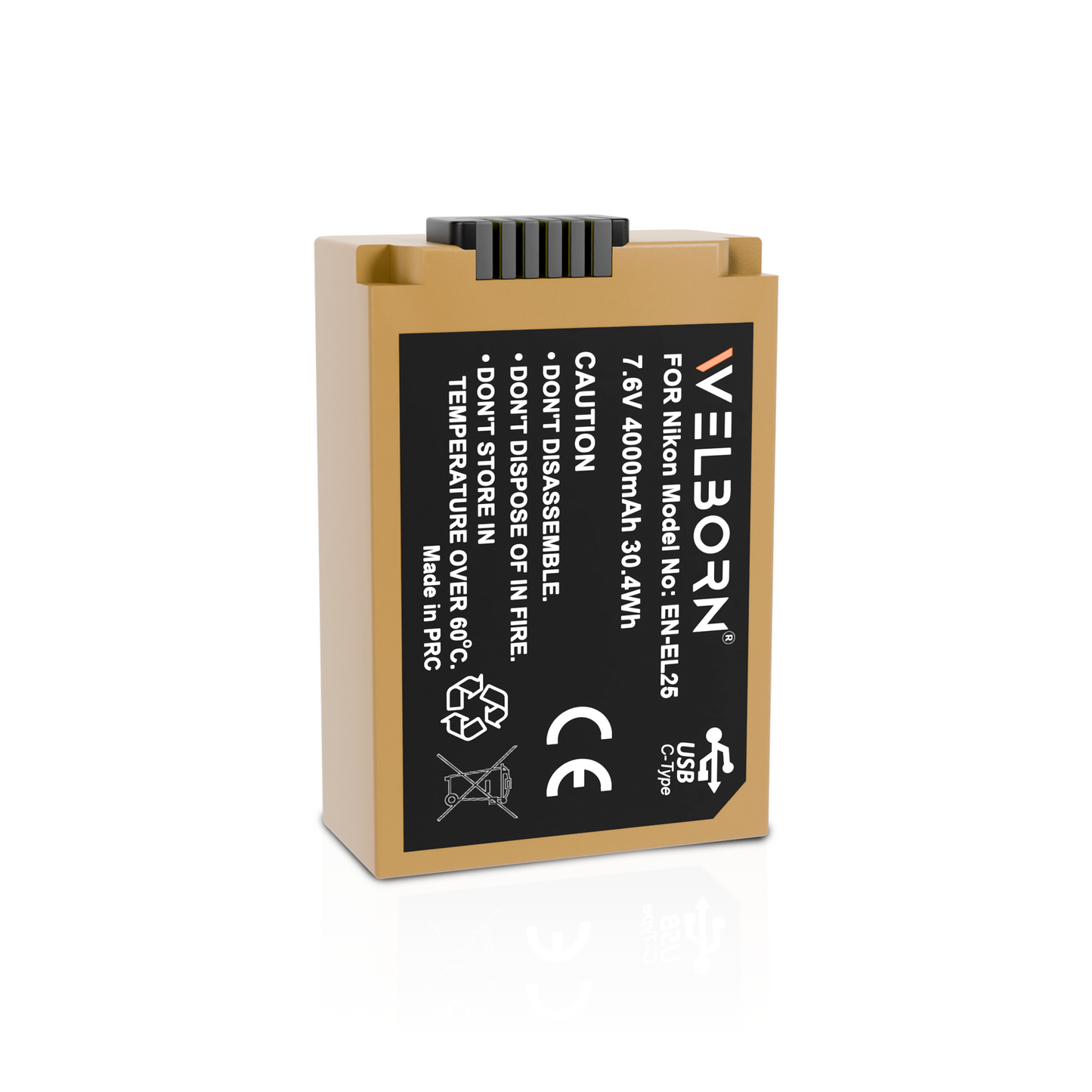 Welborn EN-EL25 (4000 mAH) Platinum Lithium-ion Battery with C Type USB Charging Port Compatible with Nikon Z50, Z Series Camera Battery