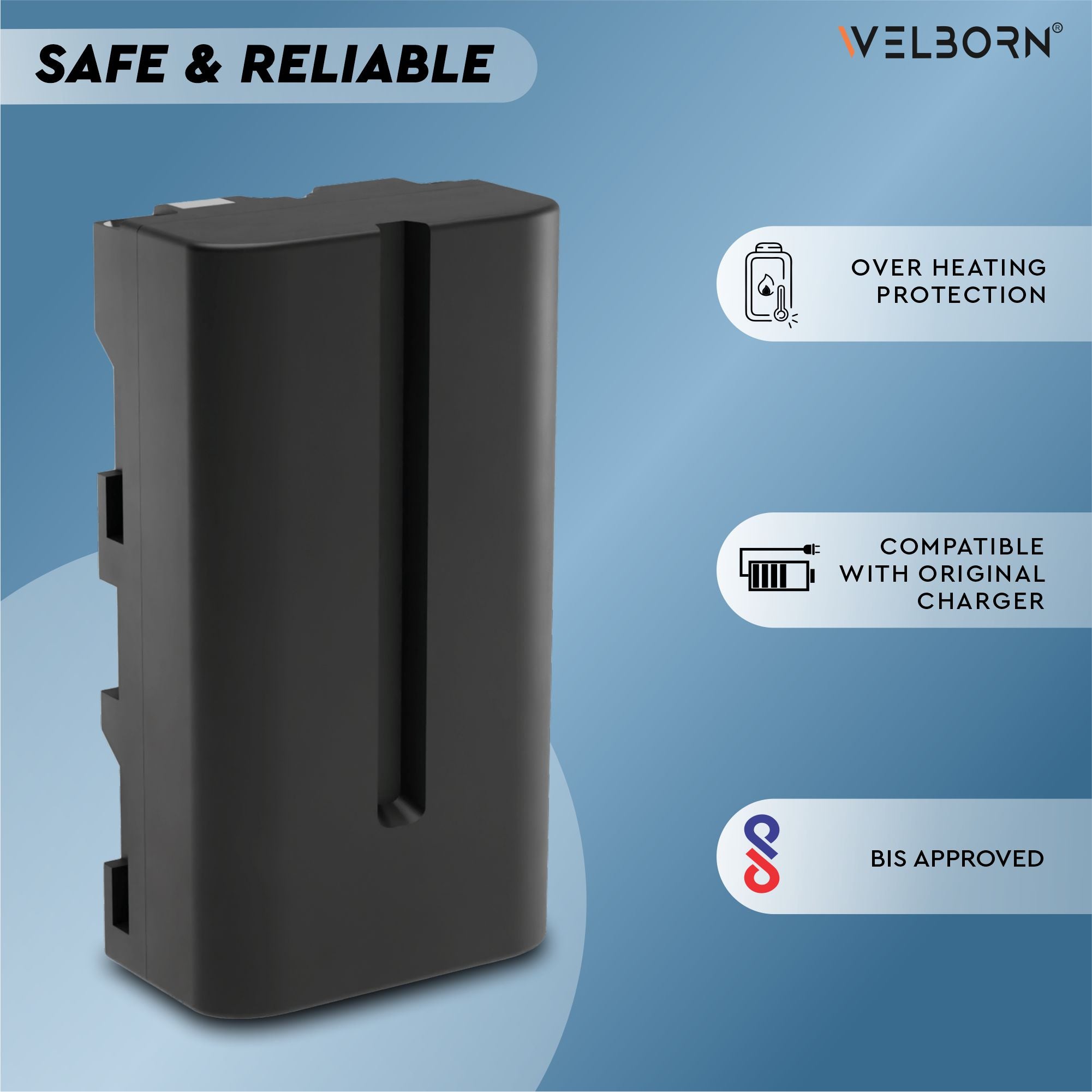 WELBORN F550 (7500 mAh) Lithium-ion Battery Compatible with Sony CCD-SC5 DCR-TRV210E DCR-TRV820E DCR-TRV900 DCR-VX1000 HDR-FX7E