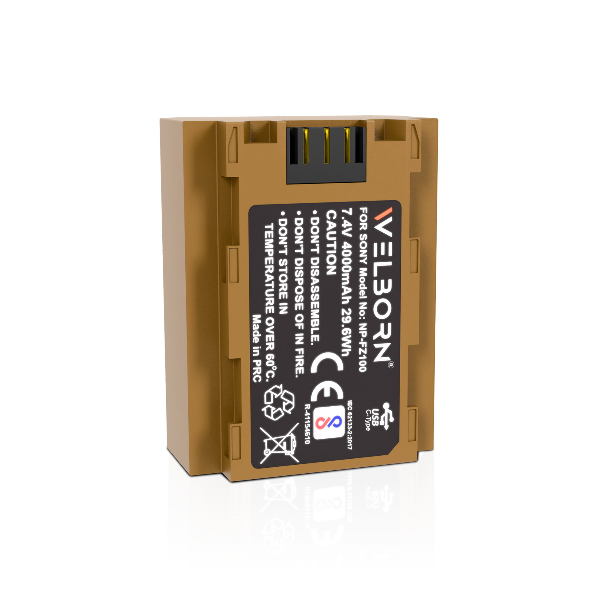 Welborn NP-FZ100 (4000 mAh) Platinum Lithium-ion Battery With C Type Usb Charging Port Compatible With Sony Alpha A1 A9 Mark ii A9 A7s Mark III A7 Mark IV A A7R Mark IV A7R Mark A7R Mark A7 Mark A6600