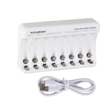 WELBORN WB-C-008 Ultra Fast Charger for Rechargeable Batteries AA & AAA Ni-MH, Charge 8 Batteries at a Time, Reliable Multi-Slot Charging